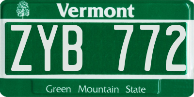 VT license plate ZYB772