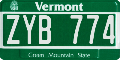 VT license plate ZYB774