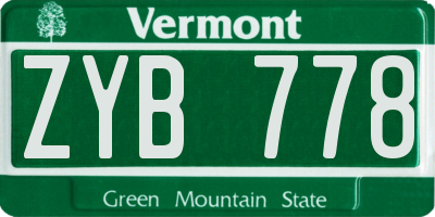 VT license plate ZYB778