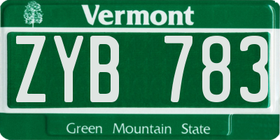VT license plate ZYB783