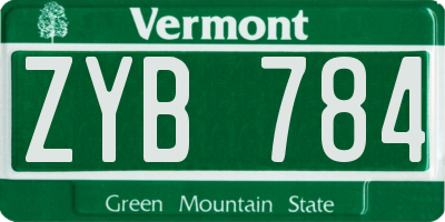 VT license plate ZYB784