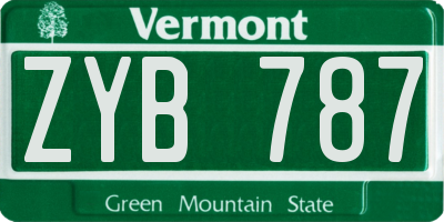 VT license plate ZYB787