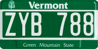 VT license plate ZYB788