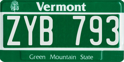 VT license plate ZYB793