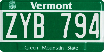 VT license plate ZYB794