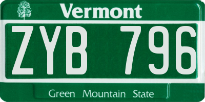 VT license plate ZYB796