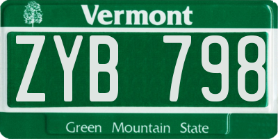 VT license plate ZYB798