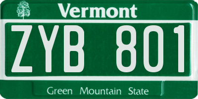 VT license plate ZYB801