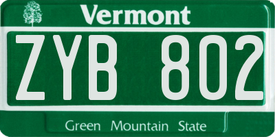 VT license plate ZYB802