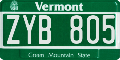 VT license plate ZYB805