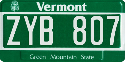 VT license plate ZYB807