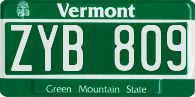 VT license plate ZYB809