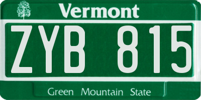 VT license plate ZYB815