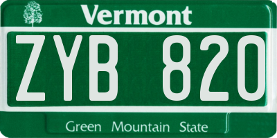 VT license plate ZYB820