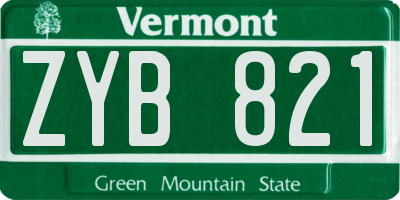 VT license plate ZYB821