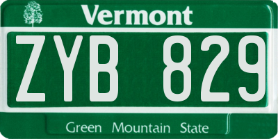 VT license plate ZYB829