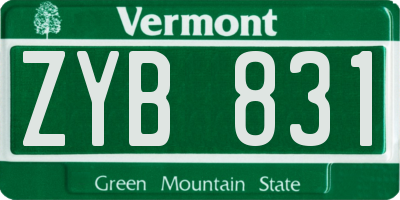 VT license plate ZYB831