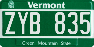 VT license plate ZYB835