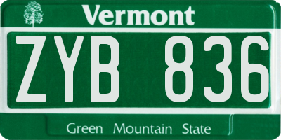 VT license plate ZYB836