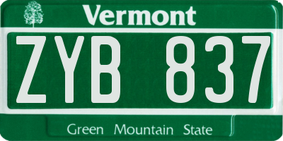 VT license plate ZYB837