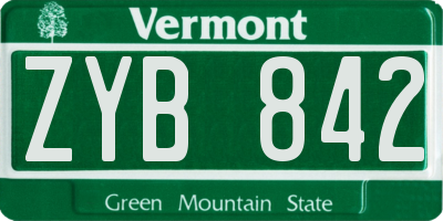 VT license plate ZYB842