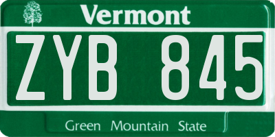 VT license plate ZYB845