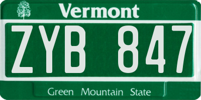 VT license plate ZYB847