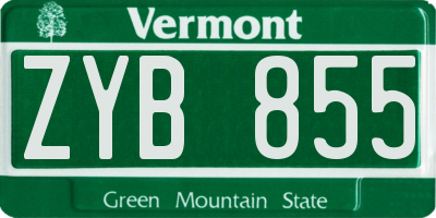 VT license plate ZYB855