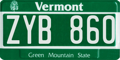 VT license plate ZYB860