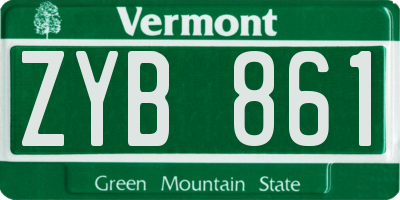 VT license plate ZYB861
