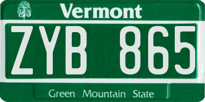 VT license plate ZYB865