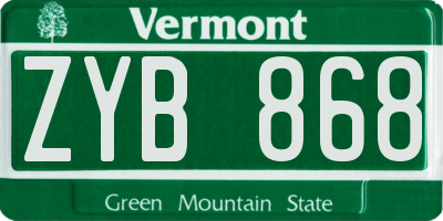 VT license plate ZYB868