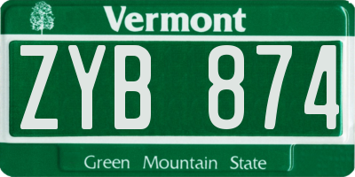 VT license plate ZYB874