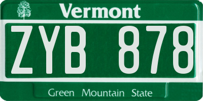 VT license plate ZYB878