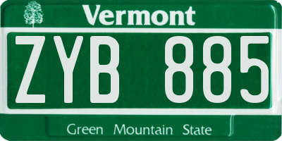 VT license plate ZYB885