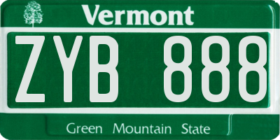 VT license plate ZYB888