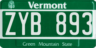 VT license plate ZYB893