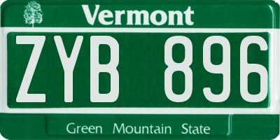 VT license plate ZYB896