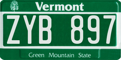 VT license plate ZYB897