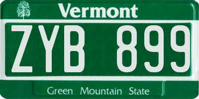 VT license plate ZYB899