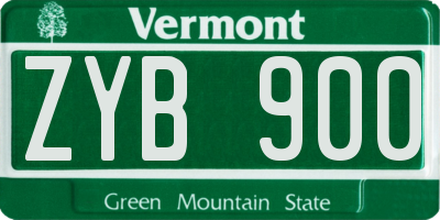 VT license plate ZYB900