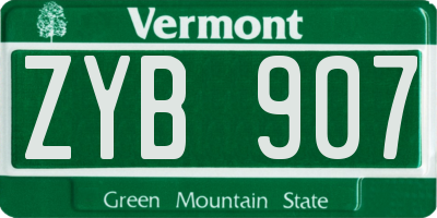VT license plate ZYB907