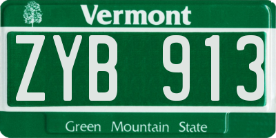 VT license plate ZYB913