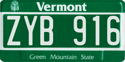 VT license plate ZYB916
