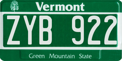 VT license plate ZYB922