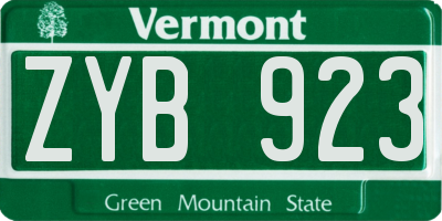VT license plate ZYB923