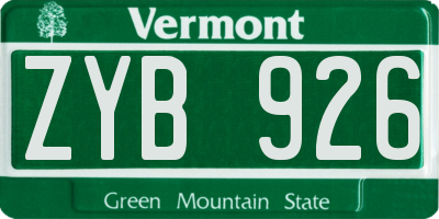 VT license plate ZYB926