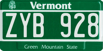 VT license plate ZYB928