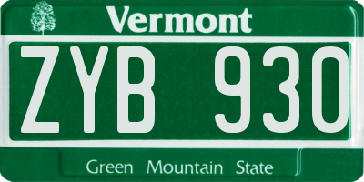 VT license plate ZYB930