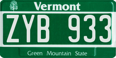 VT license plate ZYB933